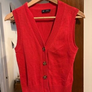 GAP Women's V-Neck Red Sweater Vest